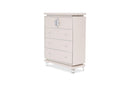 Glimmering Heights Upholstered 5 Drawer Chest in Ivory