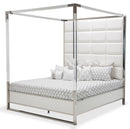State St California King Metal Canopy Bed in Glossy White