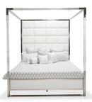 State St Queen Metal Canopy Bed in Glossy White