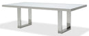State St Rectangular Dining Table with Glass Top in Glossy White