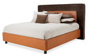 21 Cosmopolitan California King Upholstered Tufted Bed in Orange/Umber