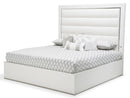 State St Queen Upholstered Panel Bed in Glossy White