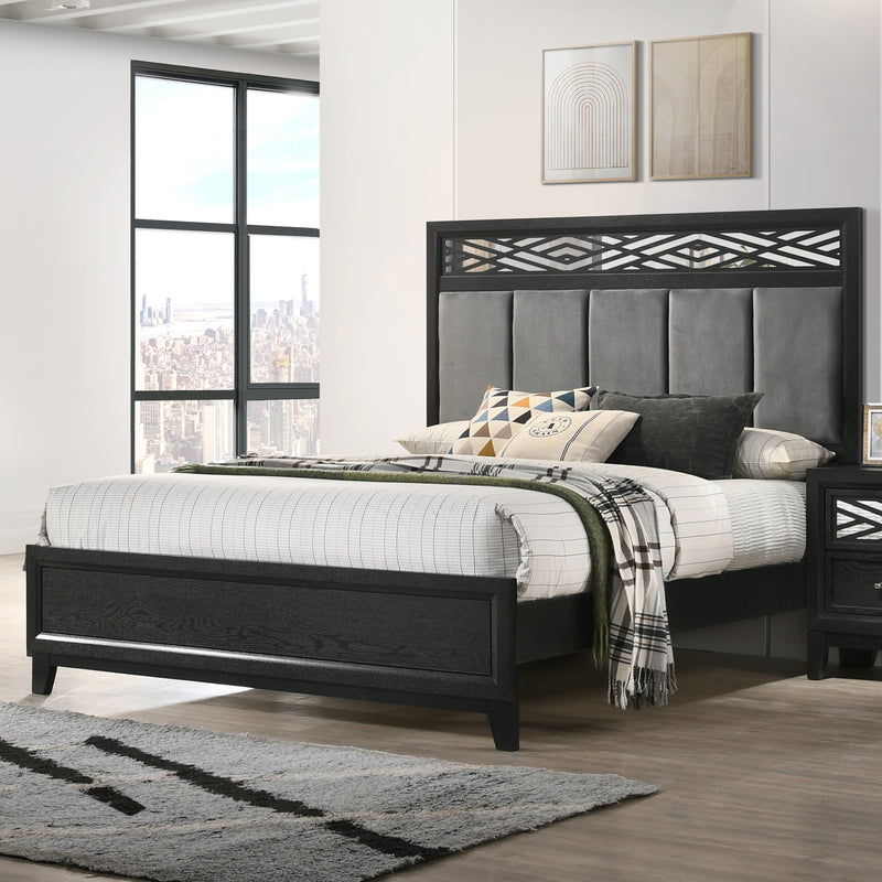 Obsidian 5/0 Q Headboard, Footboard & Slats-Black