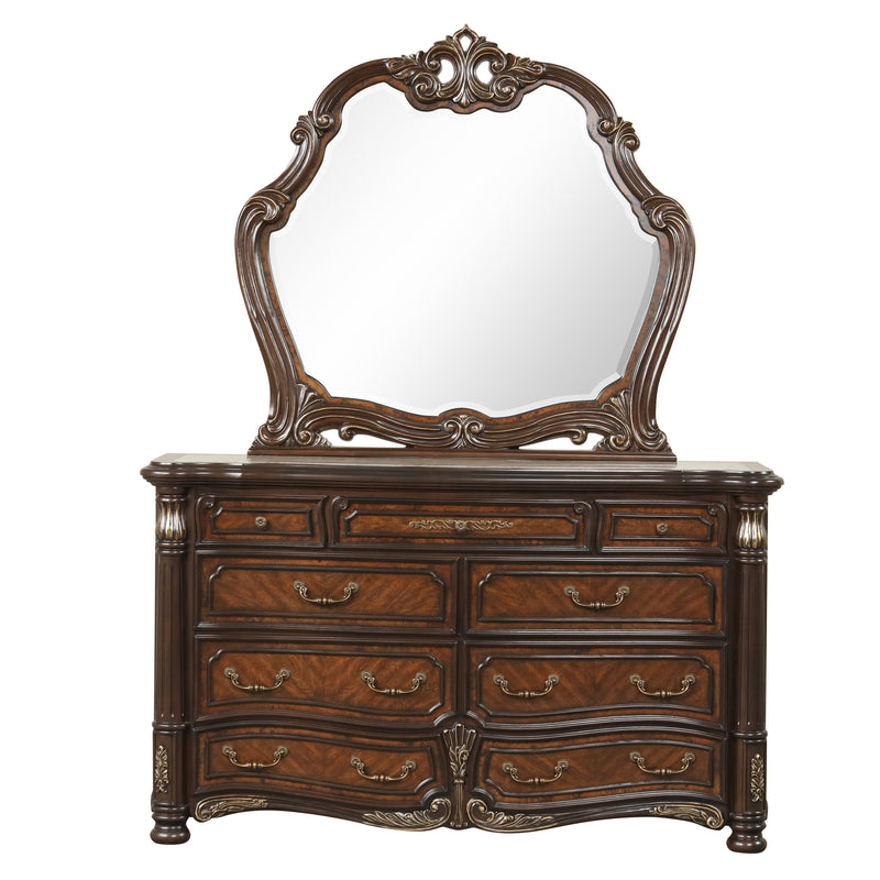 Bella Notte Dresser / Server Mirror- Mahogany Brown