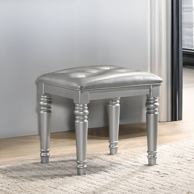 Valentino Dressing Table Stool-Silver