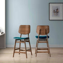 Oscar Counter Chair With Forest Green Cushion-Walnut