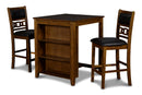 Gia 3 Pc 30" Storage Counter Table & 2 Chairs-Brown