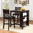 Gia 3 Pc 30" Storage Counter Table & 2 Chairs-Ebony