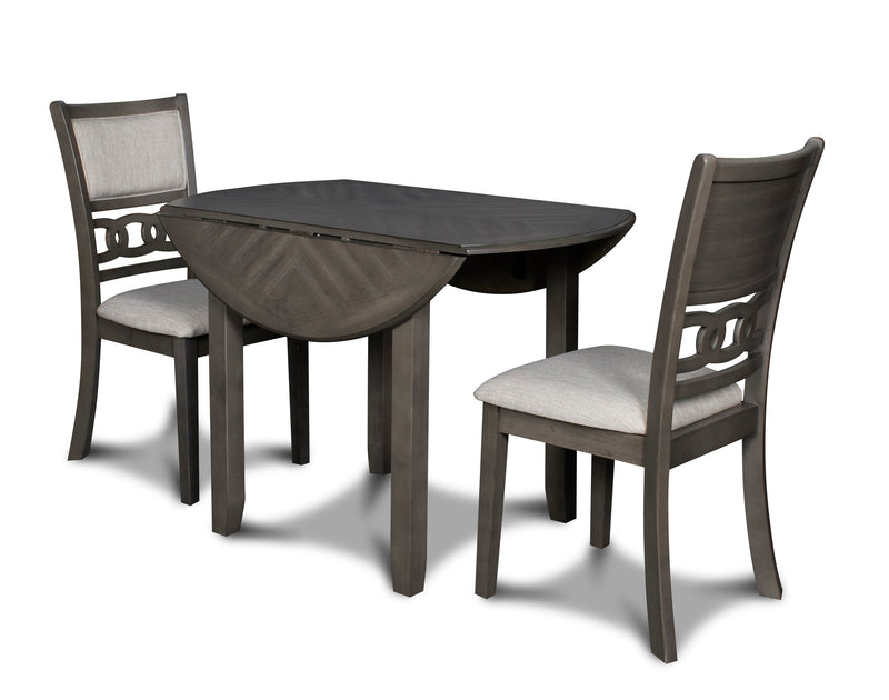 Gia 3 Pc 42" Drop Leaf Dining Table & 2 Chairs-Gray
