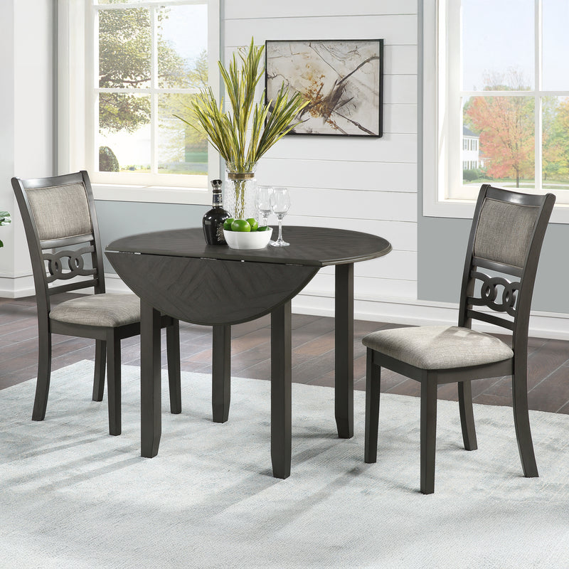 Gia 3 Pc 42" Drop Leaf Dining Table & 2 Chairs-Gray