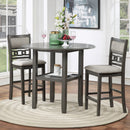 Gia 3 Pc 42" Counter Drop Leaf Table & 2 Chairs-Gray