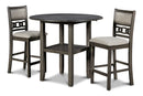 Gia 3 Pc 42" Counter Drop Leaf Table & 2 Chairs-Gray