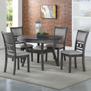 Gia 5 Pc 47" Round Dining Table & 4 Chairs-Gray