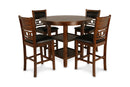 Gia 5 Pc 42" Round Counter Dining Table & 4 Chairs-Brown