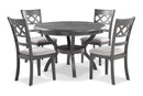 Cori Round Dining 5 Pc Set-Gray