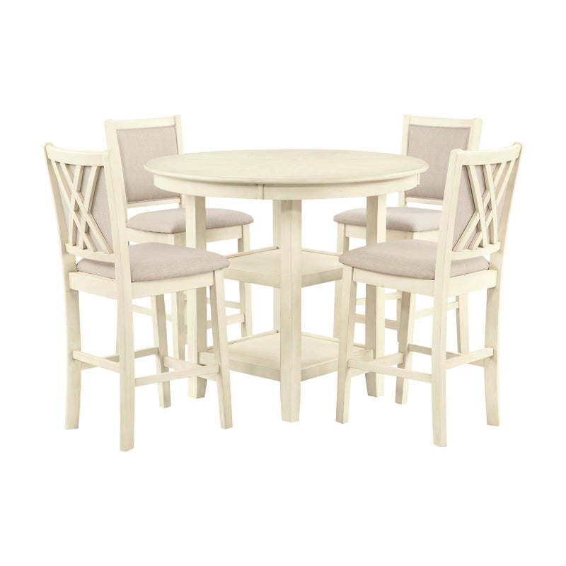 Amy 5 Pc 42" Round Counter Table Set-Bisque