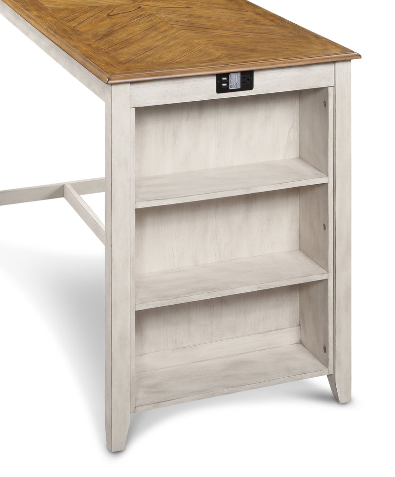 Amy 5 Pc 60" Counter Storage Table+Chairs- Bisque/Brown