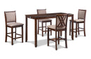 Amy 5 Pc 60" Counter Storage Table+Chairs-Brown Cherry
