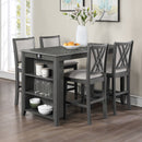 Amy 5 Pc 60" Counter Storage Table+Chairs-Gray