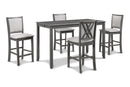 Amy 5 Pc 60" Counter Storage Table+Chairs-Gray