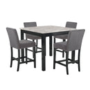 Celeste 5Pc 42" Marble Finish Counter Table & 4 Chairs-Gray