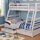 California III Wire-Brushed White Twin/Full Bunk Bed w/ 2 Drawers