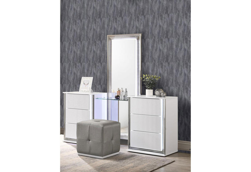 ASPEN WHITE VANITY WITH VANITY STOOL WITH LED