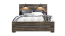 LINWOOD DARK OAK QUEEN BED WITH LAMPS