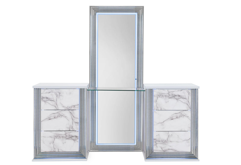 YLIME WHITE MARBLE VANITY WITH LED