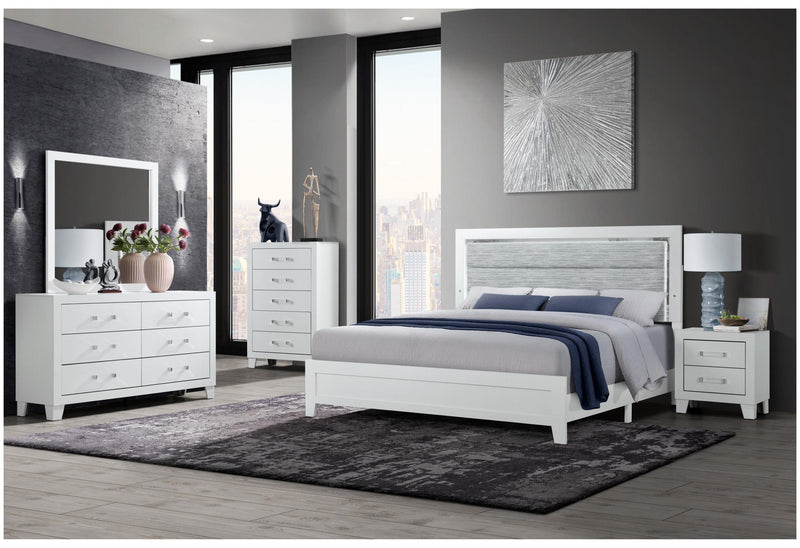 LUCCIA WHITE FULL BED GROUP WITH LED