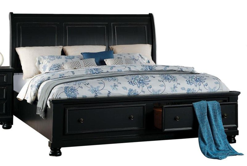 Laurelin Queen Sleigh Platform Storage Bed in Black 1714BK-1