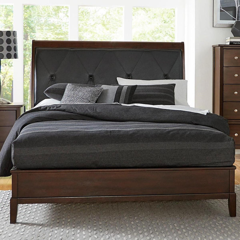 Cotterill Queen Upholstered Sleigh Bed in Cherry 1730-1