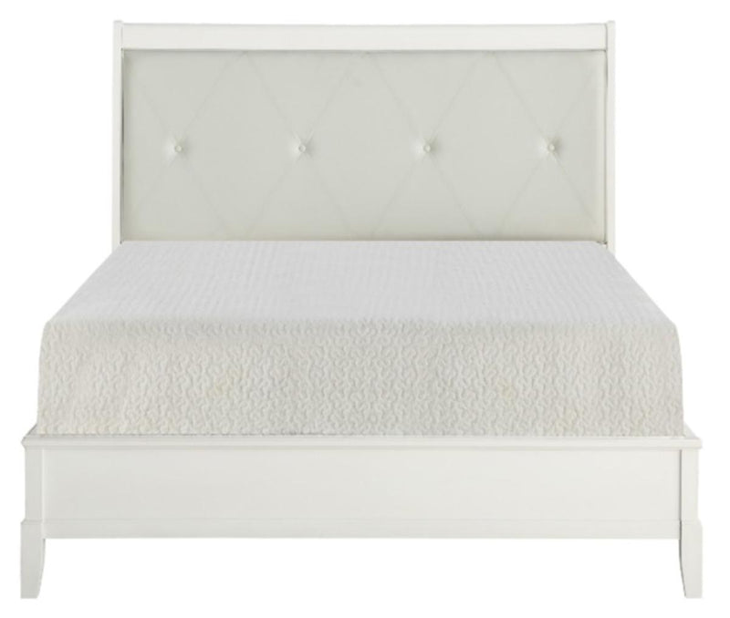 Cotterill King Upholstered Sleigh Bed in Antique White 1730KWW-1EK*