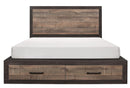 Miter King Platform Bed with Footboard Storage in Rustin Mahogany & Dark Ebony 1762K-1EK*