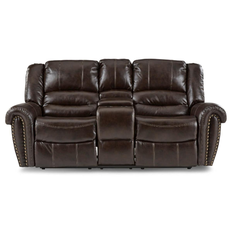 Center Hill Double Glider Reclining Loveseat w/ Center Console in Dark Brown 9668BRW-2