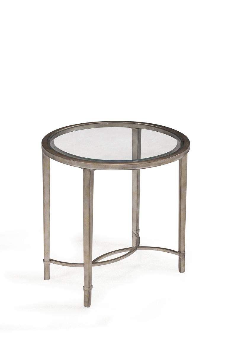 Magnussen Furniture Copia Oval End Table in Antiqued Silver