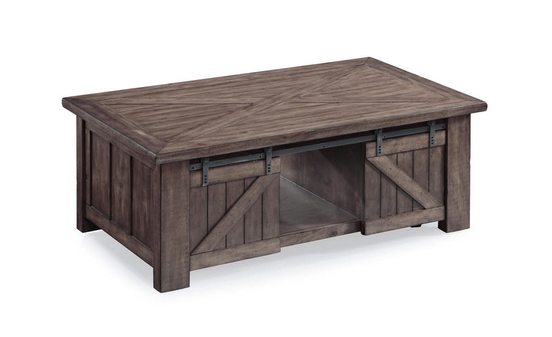 Magnussen Furniture Garrett Rectangular Lift-Top Cocktail Table w/casters in Weathered Charcoal