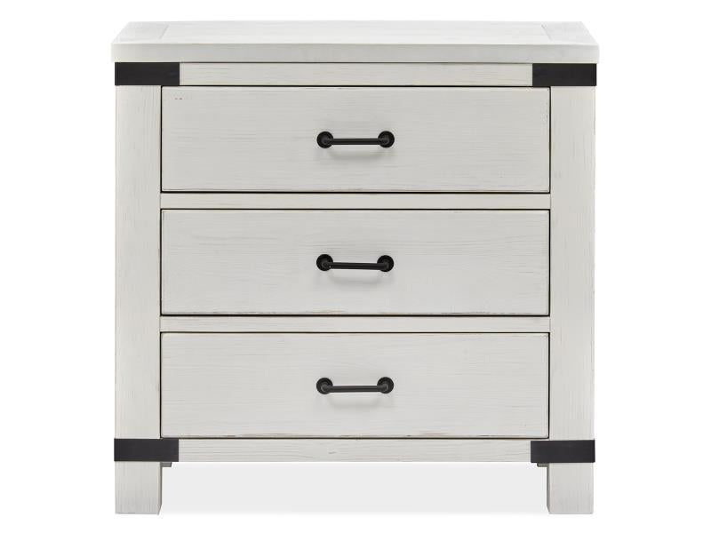 Magnussen Furniture Harper Springs Bachelor Chest with Metal Decoration in Silo White