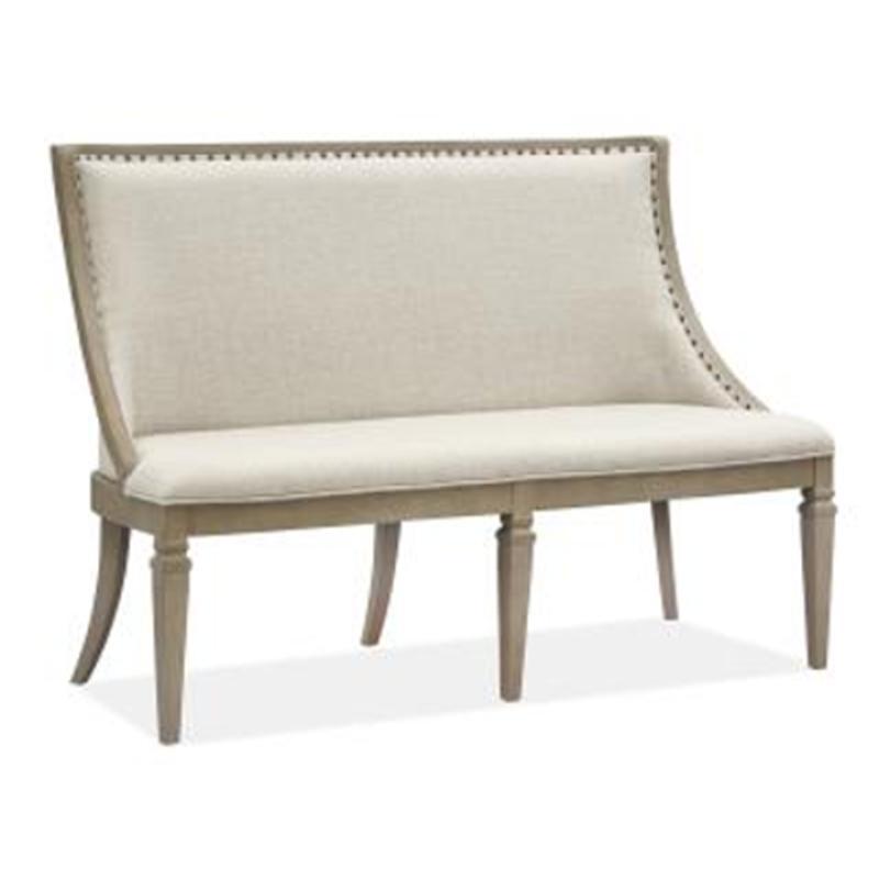 Magnussen Furniture Lancaster Bench with Upholstered Seat and Back in Dovetail Grey