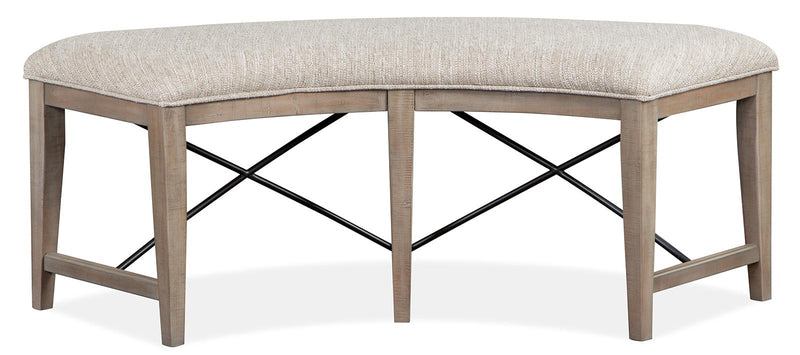 Magnussen Furniture Paxton Place Curved Bench w/ Upholstered Seat in Dovetail Grey