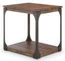 Magnussen Montgomery Rectangular End Table in Bourbon and Aged Iron