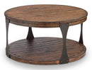 Magnussen Montgomery Round Cocktail Table in Bourbon and Aged Iron