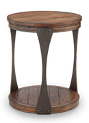 Magnussen Montgomery Round End Table in Bourbon and Aged Iron