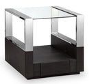 Magnussen Revere Rectangular End Table in Graphite and Chrome