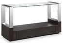 Magnussen Revere Rectangular Sofa Table in Graphite and Chrome