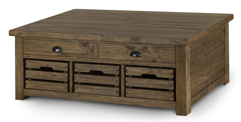 Magnussen Stratton Lift Top Storage Cocktail Table in Warm Nutmeg