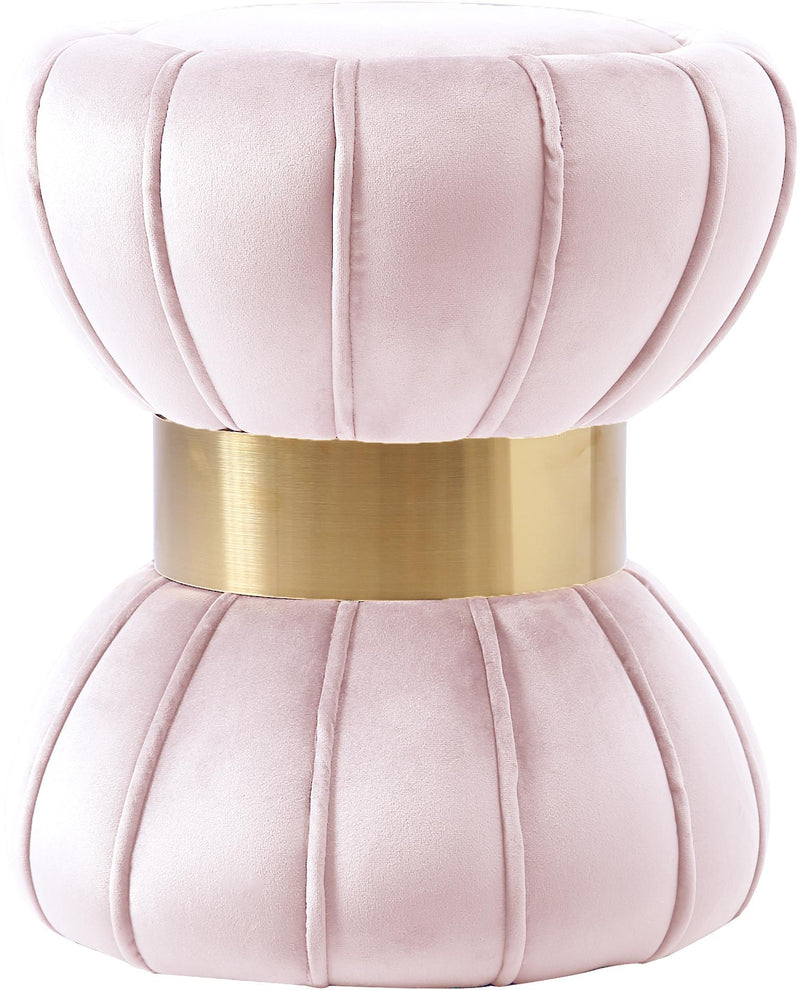 Vino Pink Velvet Ottoman/Stool