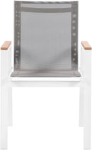 Nizuc Grey Mesh Waterproof Fabric Outdoor Patio Aluminum Mesh Dining Arm Chair