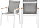 Nizuc Grey Mesh Waterproof Fabric Outdoor Patio Aluminum Mesh Dining Arm Chair