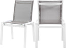Nizuc Grey Mesh Waterproof Fabric Outdoor Patio Aluminum Mesh Dining Chair